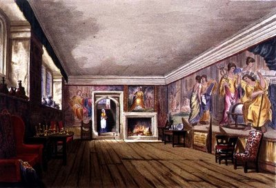 Ante Room, Cotehele-talo, n. 1830-40 (värilitho) tekijältä English School
