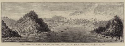 Ashanteen sota, Aquidahin näkymä, HMS "Druid" pommitti, 28. elokuuta 1873 (kaiverrus) tekijältä English School