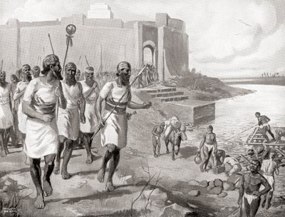 Assyrian armeija lähdössä Assurin kaupungista vastustamaan läntisiä seemiläisiä, Hutchinson