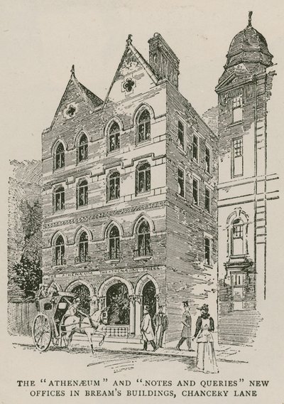 The Athenaeum ja Notes and Queriesin uudet toimistot Breams Buildingsissä, Chancery Lane, Lontoo tekijältä English School