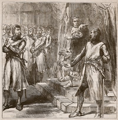 Barons kapina kuningasta vastaan, kuvitus Cassells Illustrated History of Englandista (seepiakuva) tekijältä English School