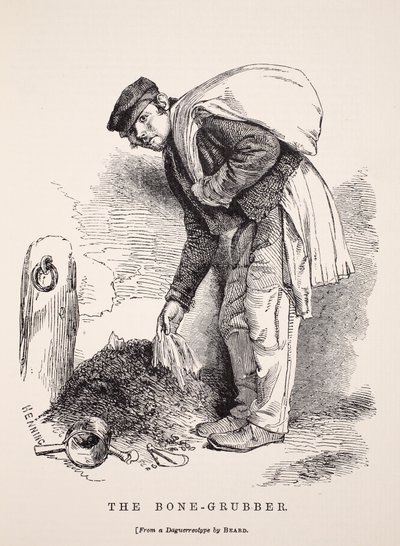 The Bone-Grubber, Richard Beardin dagerrotypian mukaan, kuvitus London Laborista ja London Poor, Henry Mayhew, pubi. 1862 tekijältä English School
