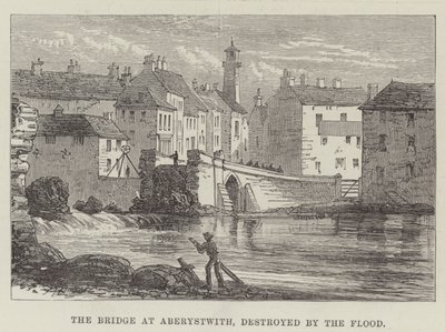 Aberystwithin silta, tulva tuhosi (kaiverrus) tekijältä English School