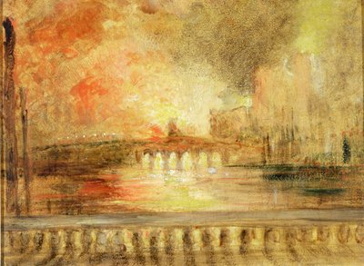 Parlamenttitalojen polttaminen, jonka aiemmin katsottiin syyllistyneen J.M.W. Turner (1775-1851) tekijältä English School