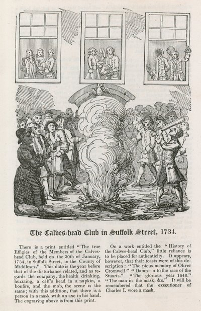 Calves Head Club Suffolk Streetissä, 1734 tekijältä English School