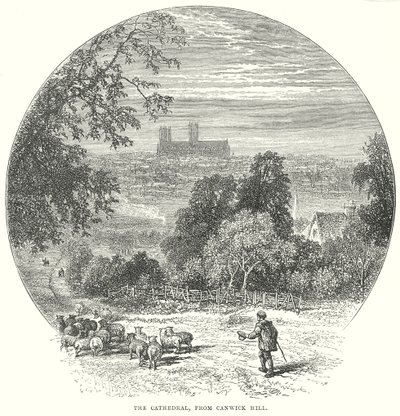 Katedraali Canwick Hilliltä (kaiverrus) tekijältä English School