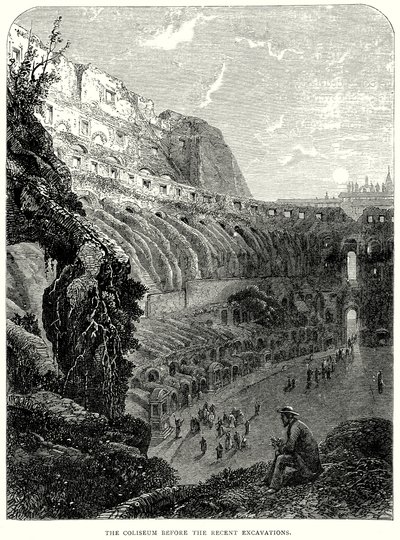 Colosseum ennen viimeaikaisia kaivauksia (kaiverrus). tekijältä English School