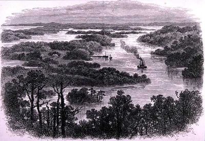 The Confluence of the Murray and Darling Rivers, lähellä Wentworthia, New South Wales, Australia, "Australian Pictures", pub. The Religious Tract Societyn toimesta tekijältä English School