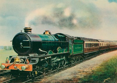 "Cornish Riviera Express", jota vetää "King George V," Great Western Railway (väri litho) tekijältä English School