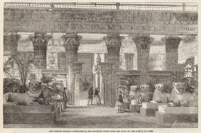 Crystal Palace: Sisäänkäynti Egyptin hoviin laivasta Avenue of Lions -kadulta tekijältä English School