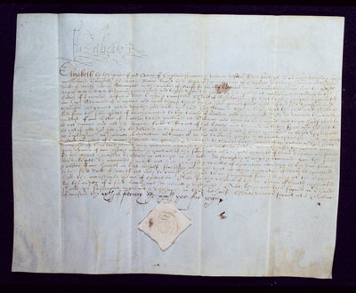 Norfolkin 4. herttua Thomas Howardin kuolemantuomio, jonka allekirjoitti kuningatar Elisabet I, 1572 (muste persulla) tekijältä English School