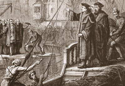 Erasmuksen lähtö Baselista, kuvitus James Aitken Wylien (1808-1890) Protestantismin historiasta, pub. 1878 tekijältä English School