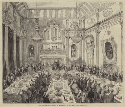 East India Companyn Sir H Hardingelle antama illallinen (kaiverrus) tekijältä English School