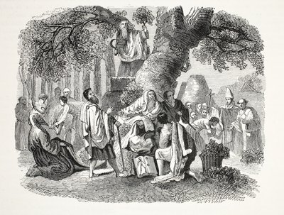 Druidit eli Branin ja hänen opetuslastensa kääntyminen kristinuskoon, pub. 1800-luku (teräskaiverrus) tekijältä English School
