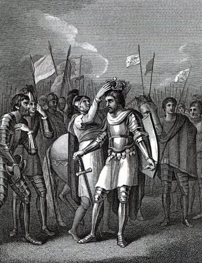 Earl of Richmond valitsi kuninkaaksi Bosworthin taistelun jälkeen David Humen ja Tobias Smollettin Englannin historiasta, 1804 tekijältä English School