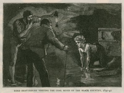 Earl of Shaftesbury; vierailu Black Countryn hiilikaivoksissa, 1840-41; julkaisusta The Graphic, 10. lokakuuta 1885 tekijältä English School