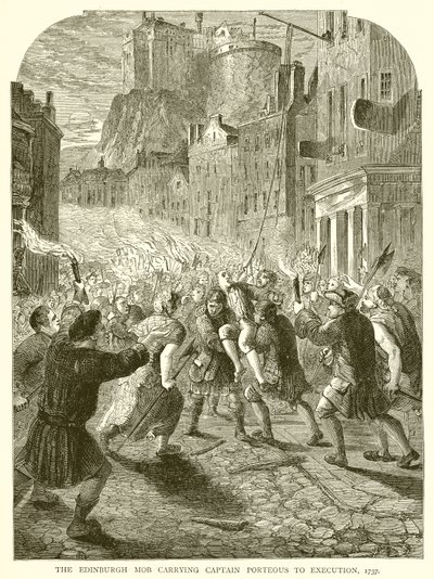 Edinburghin väkijoukko, joka kantoi kapteeni Porteousin teloituksiin, 1737 tekijältä English School