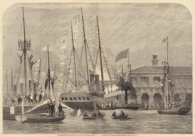 Preussin prinssin ja prinsessa Frederick-Williamin maihinnousu Terrace Pier -laiturilla … (kaiverrus) tekijältä English School