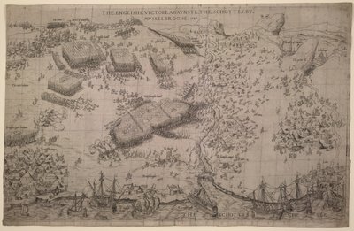"Muskelbroghen englantilainen voitto Schotteita vastaan" 1547 (kaiverrus) tekijältä English School