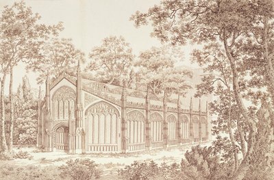 Walesin prinssin konservatorion ulkopuoli Carlton Housessa, 1811 tekijältä English School