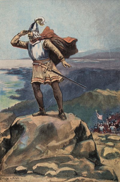 Ensimmäinen näkemys Tyynestämerestä (väri litho) tekijältä English School