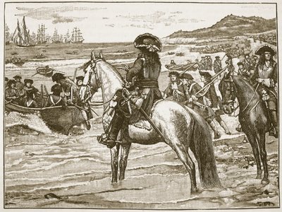 Ranskalaiset vetäytymässä Torbaystä, kuvitus Cassells Illustrated History of Englandista (seepiakuva) tekijältä English School