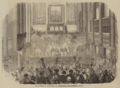 Alexander von Humboldtin hautajaiset Berliinin katedraalissa (kaiverrus) tekijältä English School