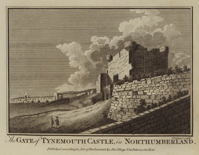 Tynemouthin linnan portti Northumberlandissa (kaiverrus) tekijältä English School