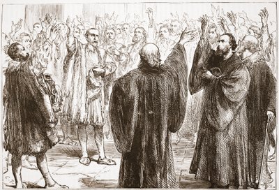 Genevalaiset vannovat luopuvansa romanismista, esimerkki James Aitken Wylien (1808-1890) teoksesta The History of Protestantism, pub. 1878 tekijältä English School
