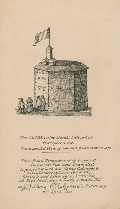 The Globe, Bankside, Lontoo, perustuu vanhaan Lontoon näkemykseen, joka julkaistiin vuonna 1579 tekijältä English School