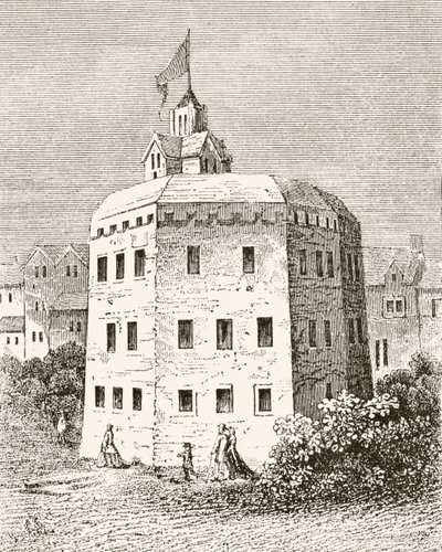 The Globe Theatre, Southwark, William Hickman Smith Aubreyn (1858-1916) julkaisusta The National and Domestic History of England, julkaistu Lontoossa, noin 1890 tekijältä English School