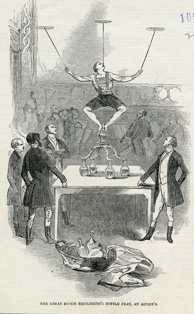 The Great Dutch Equilibrists Bottle Feat at Astleys, kuva otettu kuvitetusta London Newsista, 1846 tekijältä English School