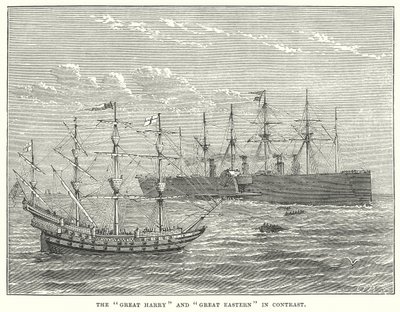 "Great Harry" ja "Great Eastern" vastakkain (kaiverrus). tekijältä English School