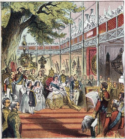 Great London Expo Hyde Parkissa vuonna 1851. Suuri näyttely vuodelta 1851. Vuonna 1851 Hyde Parkiin rakennettiin lasipalatsi esittelemään monia eri kansojen asioita ympäri maailmaa tekijältä English School