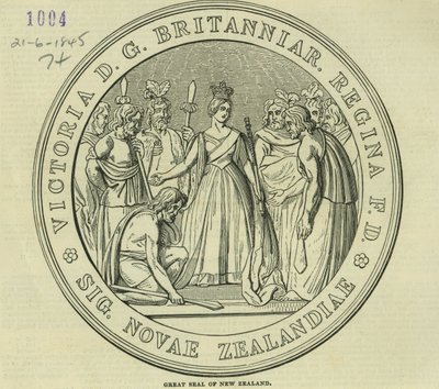 Uuden-Seelannin suuri sinetti, The Illustrated London News, 21. kesäkuuta 1845 tekijältä English School