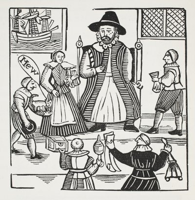 Sir Richard Whittingtonin, Lontoon kolminkertaisen lordipormestarin historia, kuvitus John Ashtonin kirjasta Chap-books of the Eightenth Century, pub. 1882 tekijältä English School