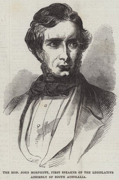 Arvoisa John Morphett, Etelä-Australian lakiasäätävän kokouksen ensimmäinen puhemies (kaiverrus) tekijältä English School
