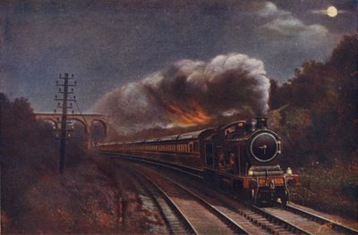 The Hook of Holland Express yöllä, Liverpool Streetin asema Parkeston Quaylle (Harwich), Great Eastern Railway tekijältä English School