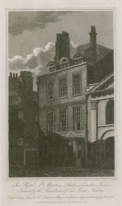 Hotelli, St Martins Street, Leicester Square, Lontoo; entinen Sir Isaac Newtonin asuinpaikka tekijältä English School