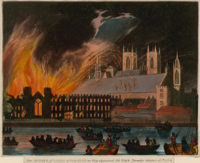 Houses of Lords and Commons, kun ne ilmestyivät tuleen, 16. lokakuuta 1834 tekijältä English School