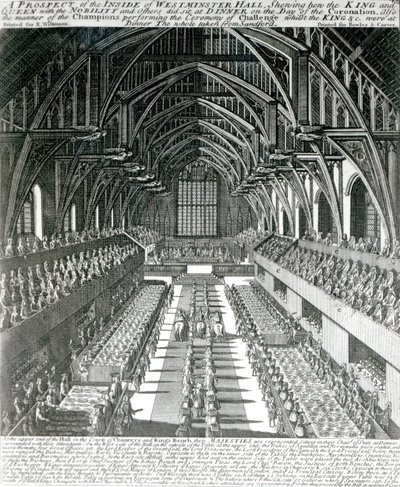 The Inside of Westminster Hall (litho) (bw kuva) tekijältä English School