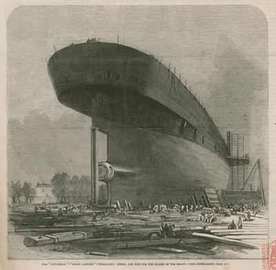 Leviathan (Suuri itäinen) höyrylaiva; ruuvin terien perä ja uloke tekijältä English School