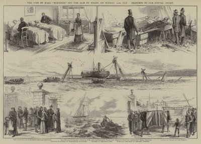 HMS "Eurydice":n menetys Wightin saaren edustalla sunnuntaina 24. helmikuuta (kaiverrus). tekijältä English School