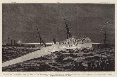 SS "Utopia" -ankkurilinjan menetys Gibraltarin edustalla, alus upposi noin 10 minuuttia sen jälkeen, kun HMS "Anson" pässi oli likaantunut (kaiverrus) tekijältä English School