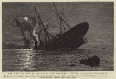 SS "Quettan" menetys Torstain saarella, Pohjois-Australiassa (kaiverrus) tekijältä English School