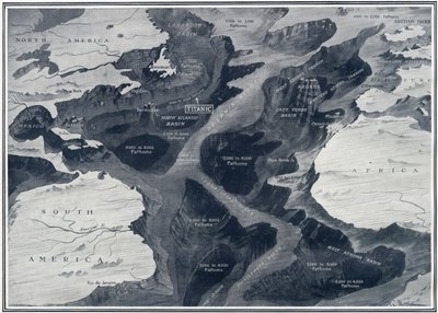 Kadonnut Titanic - Missä hän makaa Atlantilla, elokuvasta "The Sphere", 27. huhtikuuta 1912 (litho) (yksityiskohta numerosta 450820) tekijältä English School