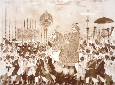Tanjoren Mahrattan päällikkö Tulsaji (värinen lito) tekijältä English School