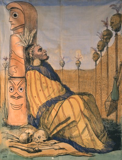 Maori-päällikkö, n.1850 (tussi ja tussivärit kankaalle). tekijältä English School