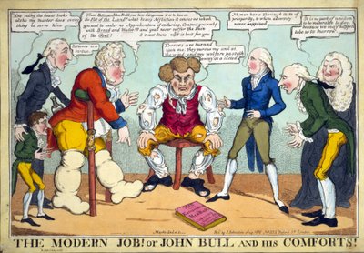 Nykyaikainen työ! Tai John Bull ja hänen mukavuutensa!, pub. 1816 (käsinvärinen kaiverrus) tekijältä English School