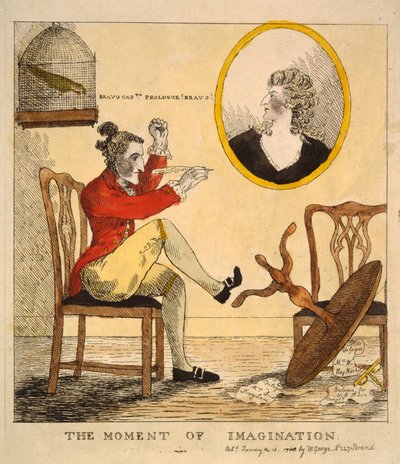 Mielikuvituksen hetki, pub. 1785 (käsinvärinen kaiverrus) tekijältä English School